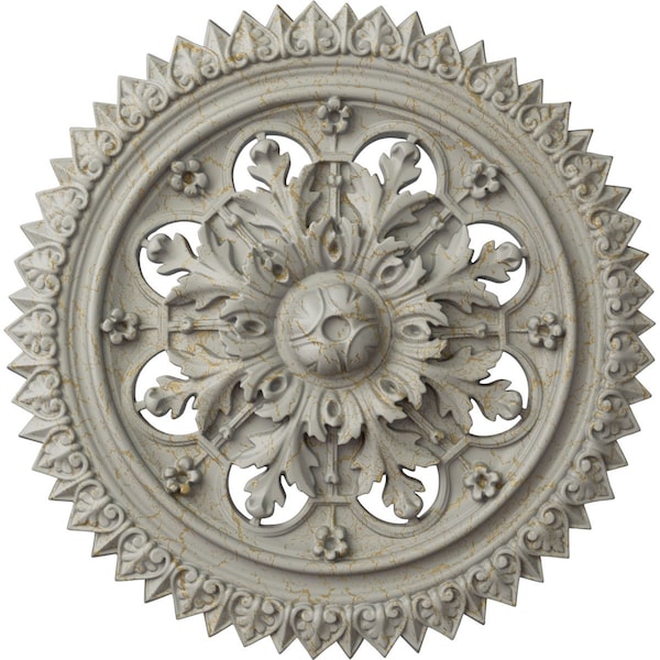 Ekena Millwork York Ceiling Medallion (Fits Canopies up to 3 5/8"), 21 5/8"OD x 2 1/2"P, Pot of Cream Crackle CM21YOPCC - main